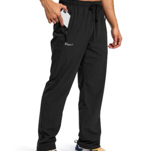 Pudolla Men's Workout Athletic Pants Elastic Waist Jogging Running Pants for Men with Zipper Pockets (Black 3XL)