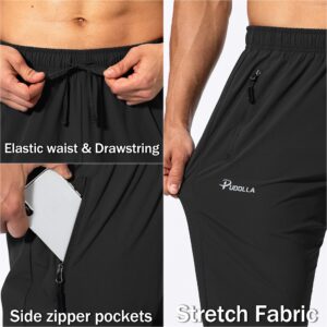 Pudolla Men's Workout Athletic Pants Elastic Waist Jogging Running Pants for Men with Zipper Pockets (Black 3XL)