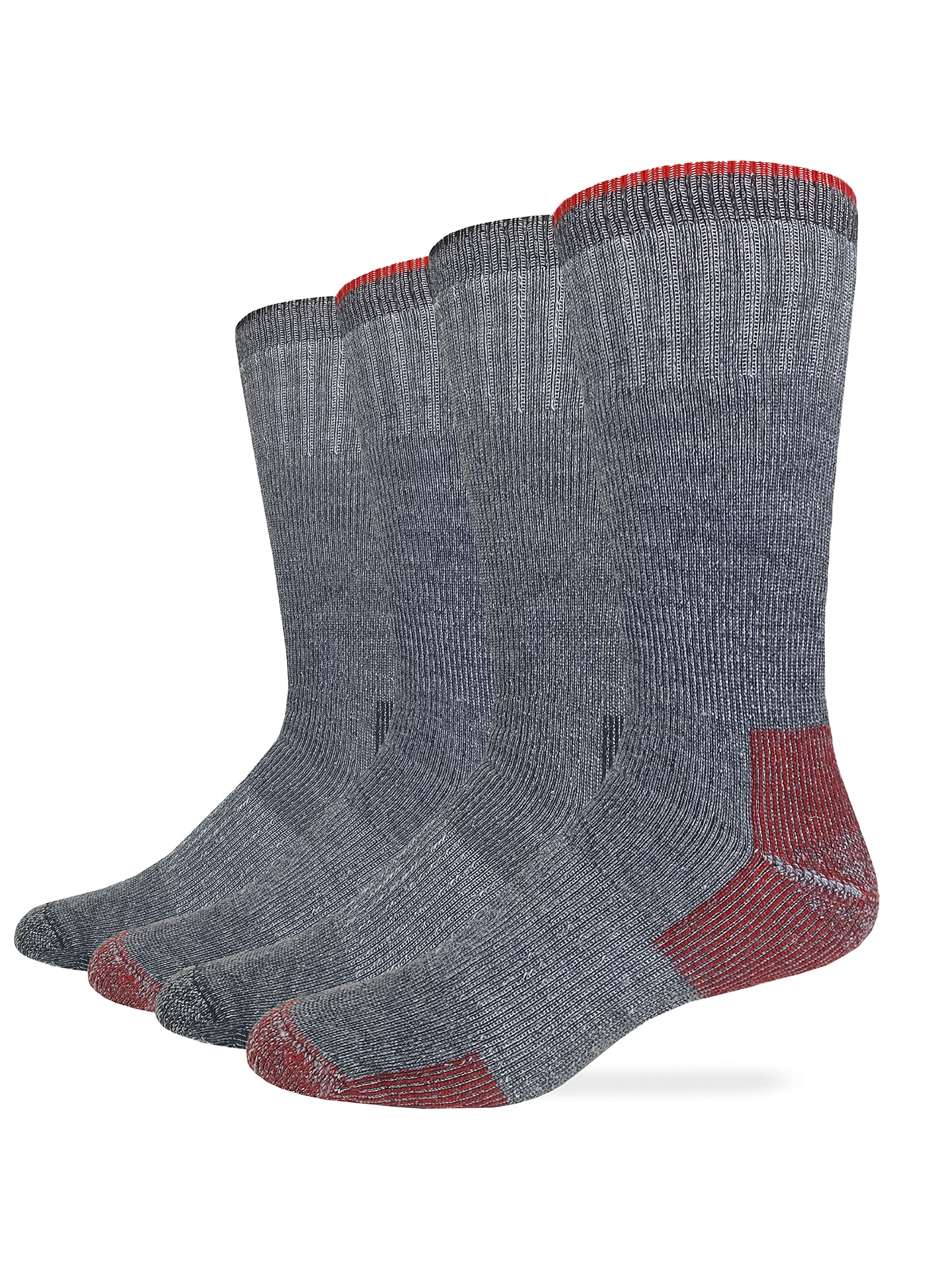 Carolina Ultimate Mens Merino Wool Blend Work Boot Socks 4 Pair Pack (as1, alpha, l, regular, regular, Black/Red, Large)