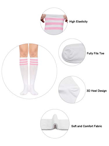 Knee High Socks for Women Compression Socks 3 Pairs Womens Athletic Running Casual Tube Stockings with Triple Stripes 3 Pack Black One Size