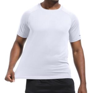 Men's Pack of 1 Workout Running Shirts, Dry Fit Moisture Wicking T-Shirts, Sports Gym Athletic Short Sleeve Shirts White XL