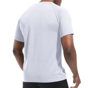 Men's Pack of 1 Workout Running Shirts, Dry Fit Moisture Wicking T-Shirts, Sports Gym Athletic Short Sleeve Shirts White XL