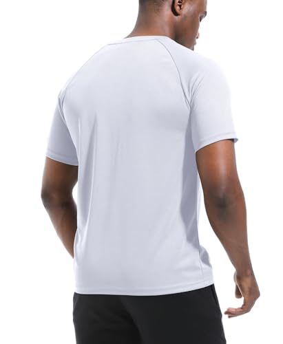 Men's Pack of 1 Workout Running Shirts, Dry Fit Moisture Wicking T-Shirts, Sports Gym Athletic Short Sleeve Shirts White XL