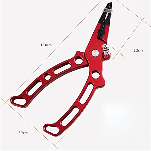 Sxdthy Fishing Pliers, Aluminum Alloy Fishing Gear, Fishing Tools & Accessories with Safety Coiled Lanyard and Sheath for Fishermen (Color : Red)