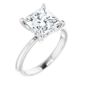 Moissanite Engagement Ring 3 Carat Princess, Handmade 925 Silver, 10K/14K/18K Solid Gold, Solitaire Ring, Bridal Wedding Gifts for Women, Anniversary Ring, VVS1, Colorless (925 Silver (White Gold Plated))