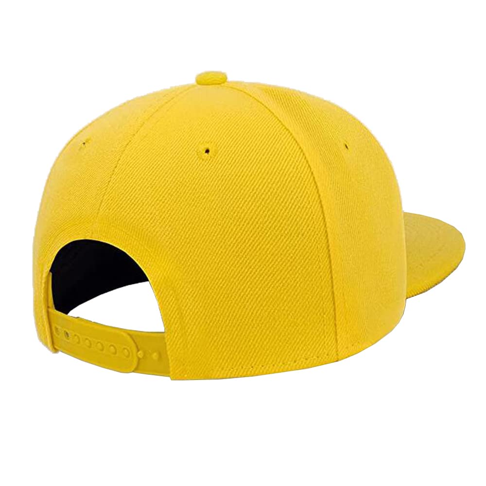 Custom Personalized Hip Hop Style Flat Bill Visor Classic Snapback Embroidered Hat for Men Adjustable Baseball Cap Yellow