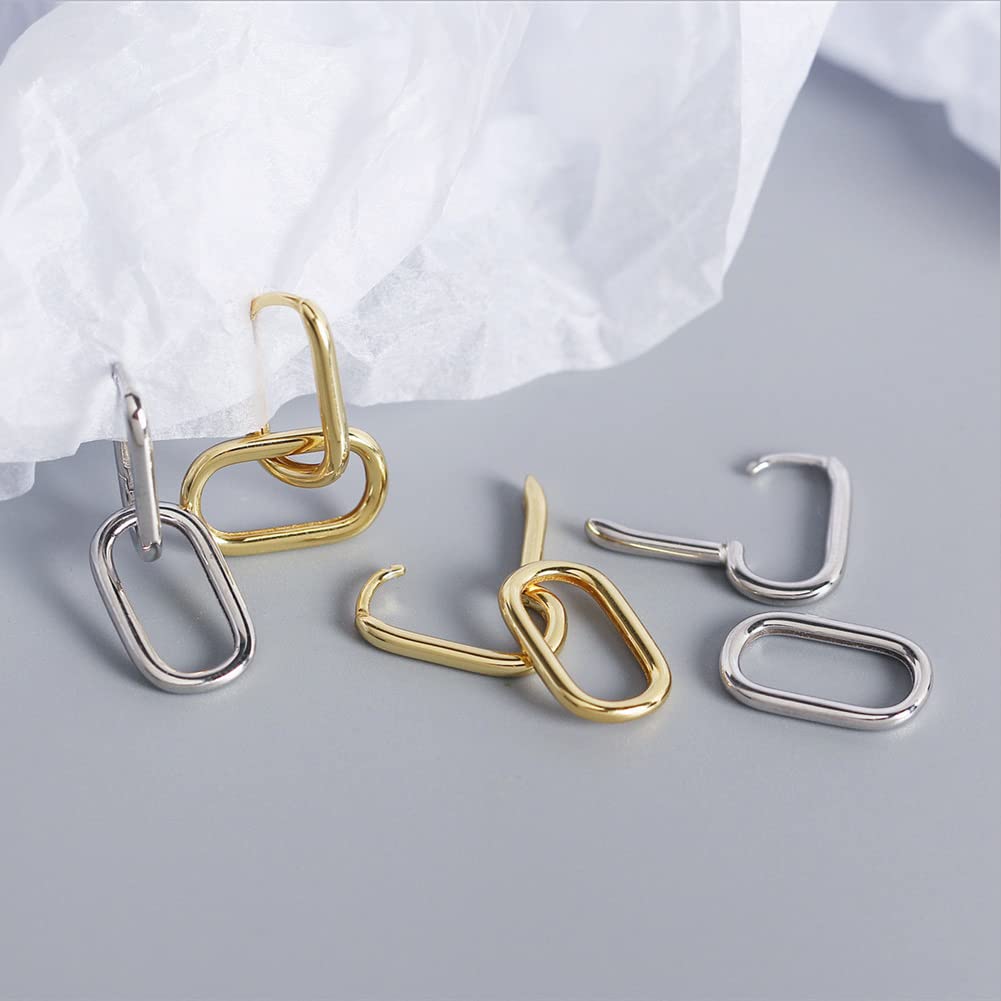 Gold Huggig Earrings for Women Rectangular Hoop Earrings Daily Earrings