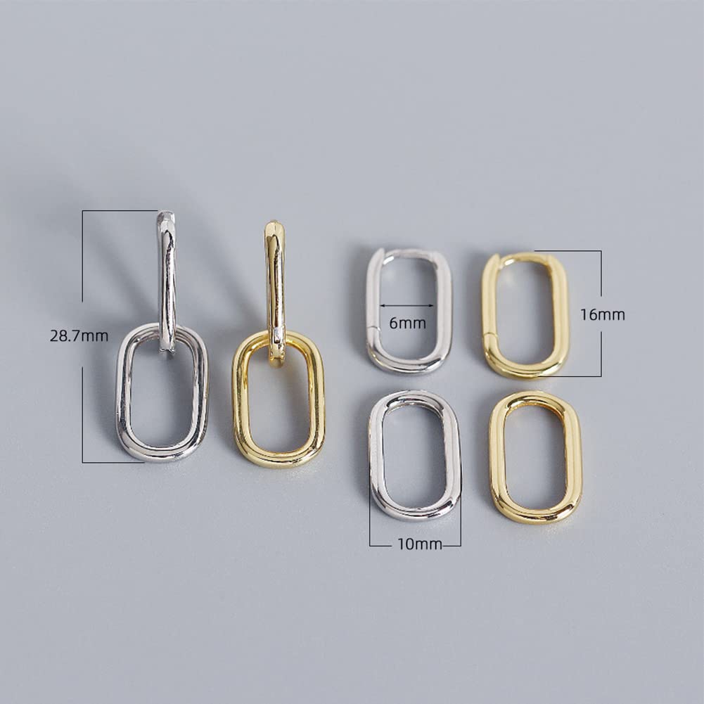 Gold Huggig Earrings for Women Rectangular Hoop Earrings Daily Earrings