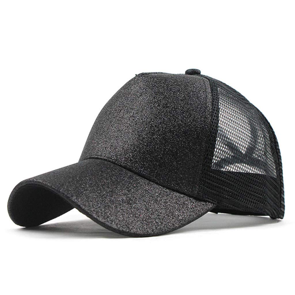 Shallow Ball Caps Men Trucker Buns Hat Messy Unisex Visor Baseball Glitter Plain Cap Ponytail Baseball Caps Black