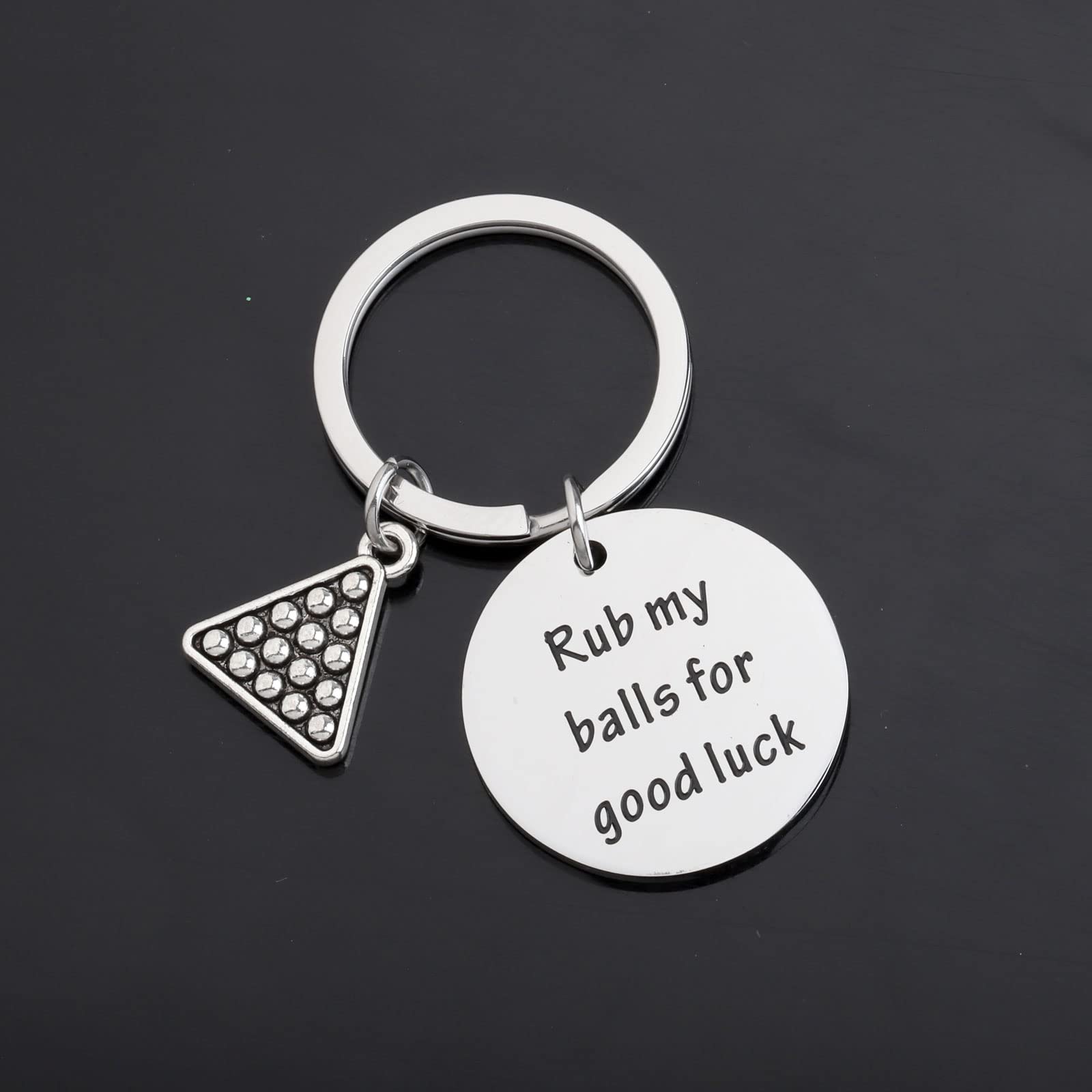 HOLLP Billiards Jewelry Pool Balls Gift Rub My Balls for Good Luck Keychain Women Man (Rub my balls for good luck)