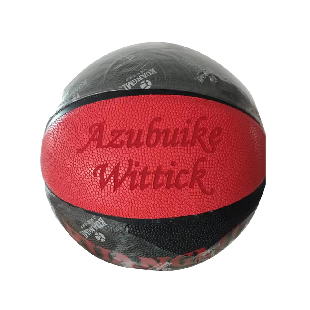 Kuangmi Personalized Basketball Fancy Streetball Indoor Outdoor (Size 7/29.5”) (Black Red+Name)