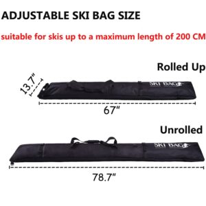 LYFFXYH Ski Bag and Ski Boot Bag Fit Skis Up to 200cm- 600D Polyester Ski Bags for Men, Women, Adults, and Children…