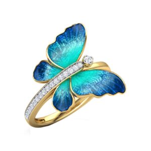 PowerFul-LOT statement rings for women Stackable Finger Ring Promise Band Butterfly Zircon Engagement Rings RG03