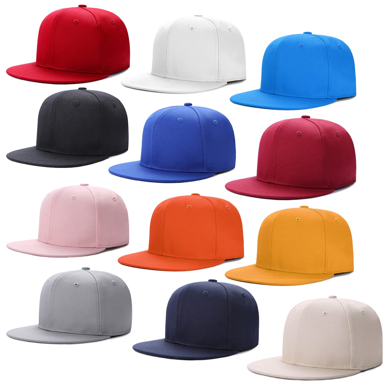 Custom Personalized Hip Hop Style Flat Bill Visor Classic Snapback Embroidered Hat for Men Adjustable Baseball Cap Yellow