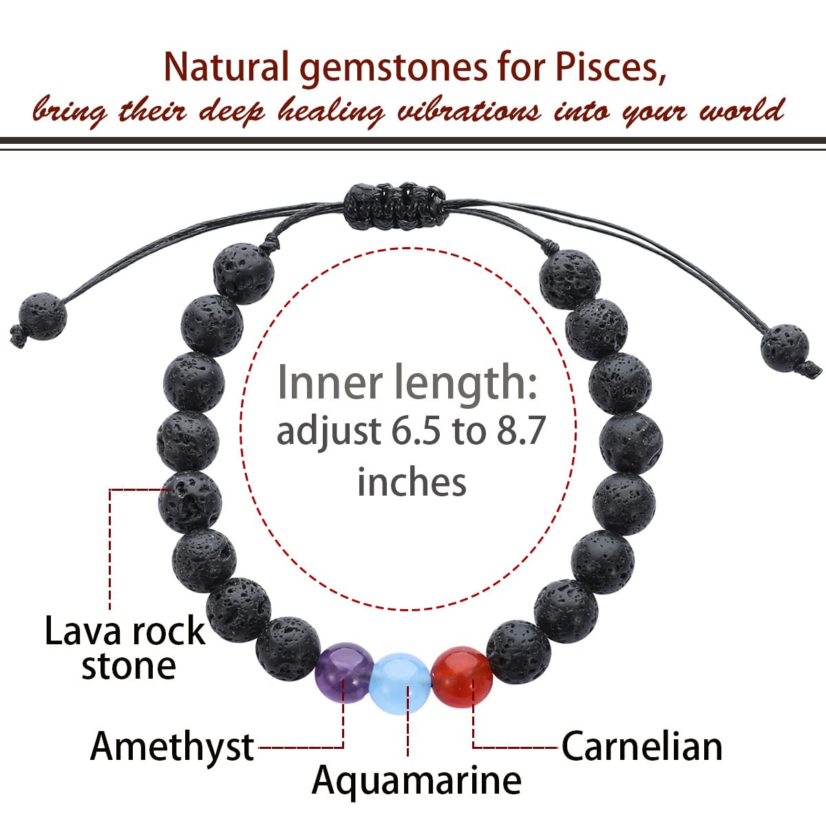 TGOLM Pisces Beads Crystal Adjustable Bracelet for Women Spiritual Jewelry Zodiac Birthday Gift