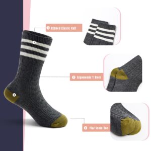 Boys Cotton Socks Kids Seamless Crew Socks Cartoon Colorful Dress Socks for Boys 6 Pairs Stripes Size 6-8 Years