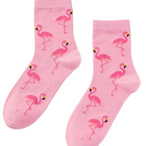 SHENHE Women's Striped Letter Print Athletic Running Above Ankle Crew Socks Flamingo Pink One Size