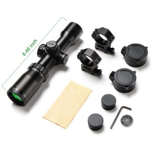 Professional Crossbow Scope, 300-450FPS(1.5-5x32), 20-100 Yards High Brightness and high Definition Red and Green Etched Glass Reticle, Free 20mm mounts