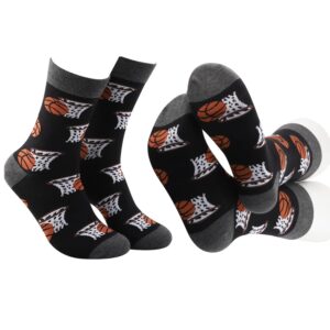 mbmso sport theme dress socks soccer basketball volleyball tennis baseball socks player team gifts for sport lover socks (1 pair basketball socks)