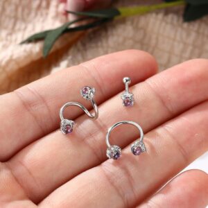 Viallct 3Pcs Cartilage Earrings Set 316L Surgical Steel Stylish Dragon Claws Twist Helix Earring Mixed Earrings Women Ear Nose Septum Body Piercing Jewelry Gift