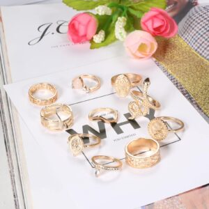 Zeshimb Boho Crystal Stackable Rings Vintage Snake Finger Rings Sparkling Rhinestone Knuckle Rings Gold Serpent Finger Rings Jewelry for Women and Girls