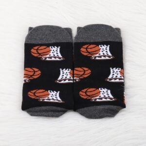 MBMSO Sport Theme Dress Socks Soccer Basketball Volleyball Tennis Baseball Socks Player Team Gifts for Sport Lover Socks (1 Pair Basketball Socks)