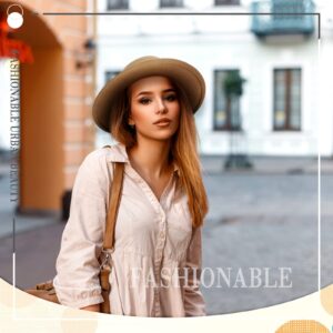 4 Pcs Hats for Women Vintage Wool Hat Felt Boho Pork Pie Hat with Belt Panama Hat Jazz Hat (Beige, Khaki, Camel, Black)