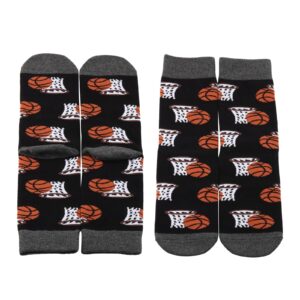 MBMSO Sport Theme Dress Socks Soccer Basketball Volleyball Tennis Baseball Socks Player Team Gifts for Sport Lover Socks (1 Pair Basketball Socks)