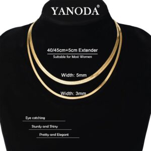 YANODA Herringbone Necklace for Women,14K Gold Necklaces for Women, Dainty Layered Gold Necklace for Women Thin Gold Snake Chain Necklaces Jewelry for Women