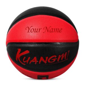 kuangmi personalized basketball fancy streetball indoor outdoor (size 7/29.5”) (black red+name)