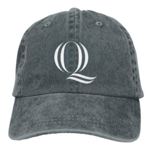 Ytulhtp Quinnipiac University Logo Washed Denim Baseball Cap Adjustable Unisex,Baseball Caps Personalized Denim Hat.