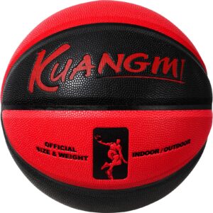 Kuangmi Personalized Basketball Fancy Streetball Indoor Outdoor (Size 7/29.5”) (Black Red+Name)