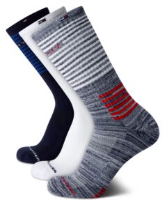 tommy hilfiger men's athletic socks - cushion crew socks (3 pack), size 7-12, navy assorted