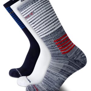 Tommy Hilfiger Men's Athletic Socks - Cushion Crew Socks (3 Pack), Size 7-12, Navy Assorted