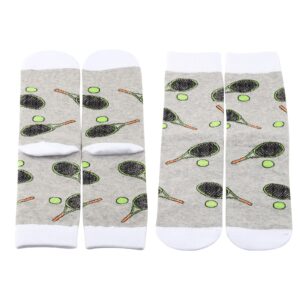 MBMSO Sport Theme Dress Socks Soccer Basketball Volleyball Tennis Baseball Socks Player Team Gifts for Sport Lover Socks (1 Pair Tennis Socks)