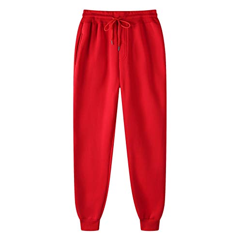 Women's High Waisted Sweatpants Breathable Sweatpants Lounge Pants Workout Long Yoga Pant with Pocket Red