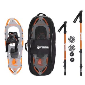 expedition snØ series snowshoe kit for mountaineering and snow hiking - perfect for men and women (spin binding, size 825)