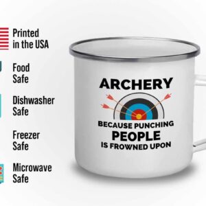 Archery Camper Mug 12oz - Archery because punching - Archery Shot Trainer Crossbow Compound Bow Hunting Arrow