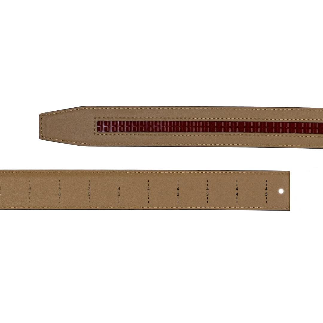 Neubelt Vegan Series Belt with Ratchet Technology, 1 & 3/8" Width, Cut to Size Up to 45" (Cognac)