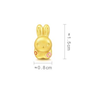 CHOW SANG SANG 999 24K Solid Gold Charm Rabbit with Colorful Coins Patterns Charm Blessing Bracelet for Women 93618C