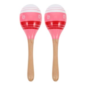 ERINGOGO Maracas 2 PCS Maracas Hand Painted, 8 Wooden Sand Hammer Rumba Shakers for Kids, Latin Hand Percussion Instrument, Noisemaker Party Favors Supplies