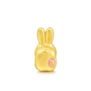 CHOW SANG SANG 999 24K Solid Gold Charm Rabbit with Colorful Coins Patterns Charm Blessing Bracelet for Women 93618C