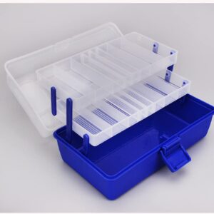 3-Tier Portable Fishing Box Hardware Toolbox Tool Organizer Box Parts Storage Boxes with Removable Plastic Divider for Various Sizes of Bait Hook Fish Float Outdoor Fishing Supplies