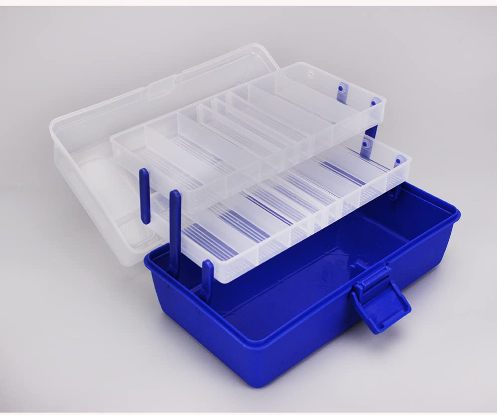 3-Tier Portable Fishing Box Hardware Toolbox Tool Organizer Box Parts Storage Boxes with Removable Plastic Divider for Various Sizes of Bait Hook Fish Float Outdoor Fishing Supplies