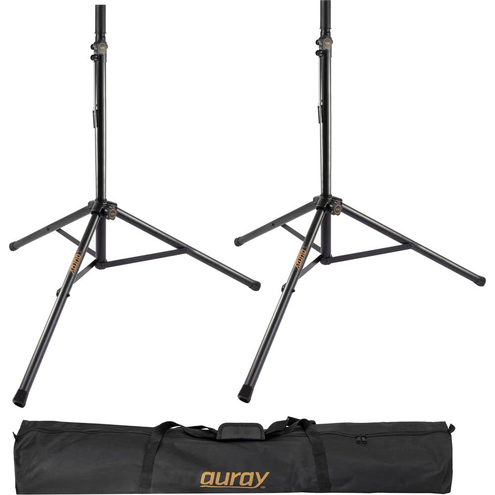 Mackie Thump212XT 1400W 12" Powered PA Loudspeaker System with DSP and Bluetooth (Pair) Bundle with Auray SS-47S-PB Steel Speaker Stands, Carrying Case, and 2X XLR-XLR Cable