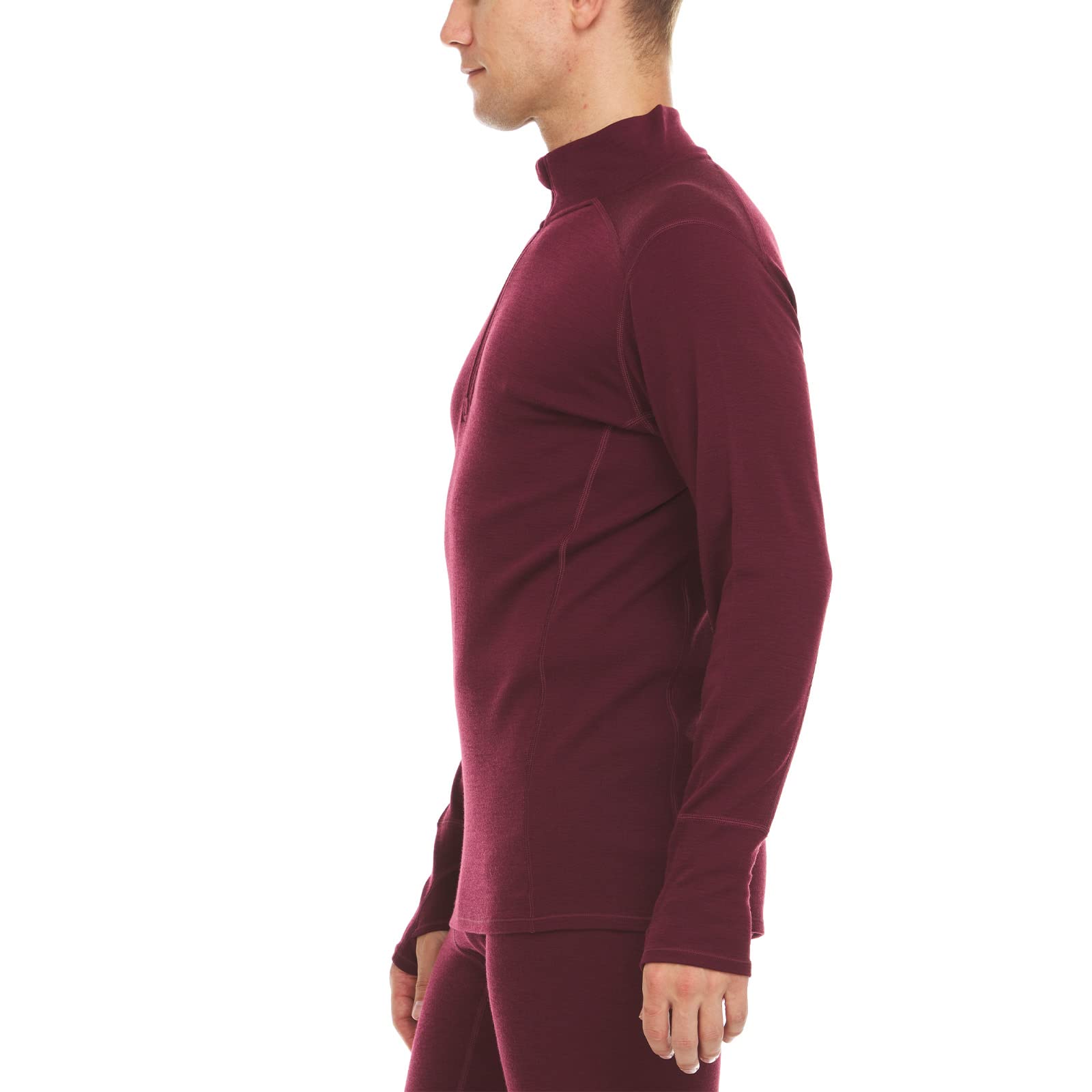 Minus33-100% Merino Wool - Isolation Men’s Midweight Quarter Zip - Warm Pullover - Outdoor Recreation Sweater - No Itch Renewable Fabric - Burgundy - Medium