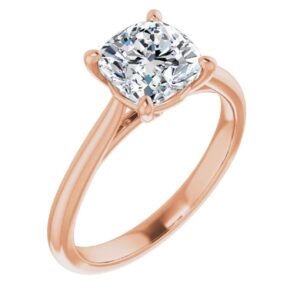 925 Silver, 10K/14K/18K Solid Gold Moissanite Engagement Ring, 3 CT Cushion Cut Handmade Solitaire Ring, Wedding Ring for Women/Her Anniversary Propose Gifts, VVS1 Colorless (925 Silver (Rose Gold Plated))