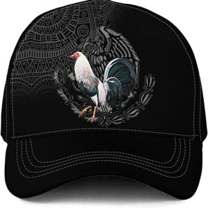 Hieprints Rooster Hat for Men Women, 3D Mexican Rooster Baseball Cap Snapback Gallo Chicken Cock Mexico Cap Hat (Rooster Black)