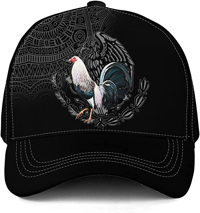 Hieprints Rooster Hat for Men Women, 3D Mexican Rooster Baseball Cap Snapback Gallo Chicken Cock Mexico Cap Hat (Rooster Black)