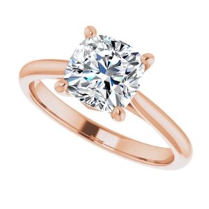 925 Silver, 10K/14K/18K Solid Gold Moissanite Engagement Ring, 3 CT Cushion Cut Handmade Solitaire Ring, Wedding Ring for Women/Her Anniversary Propose Gifts, VVS1 Colorless (925 Silver (Rose Gold Plated))